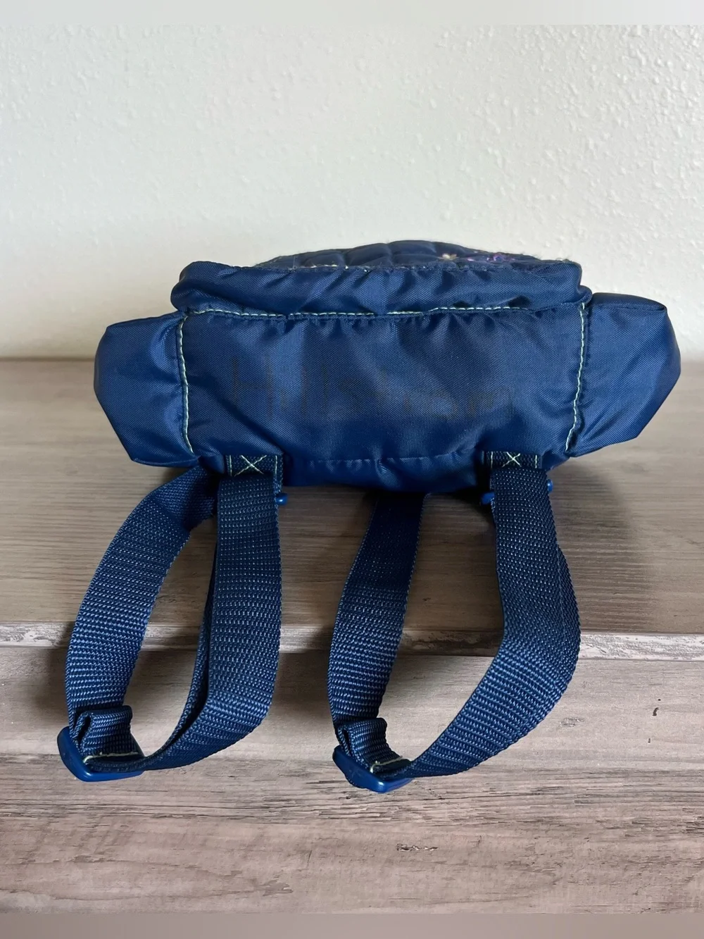 VTG Disney Winnie the Pooh Mini Backpack 90’s Y2K Blue Nylon Side Zip Pockets